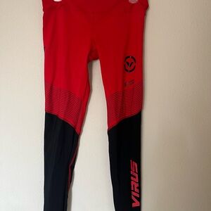 Virus Red and Black Athletic Leggings